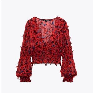 Zara Cropped Printed Blouse